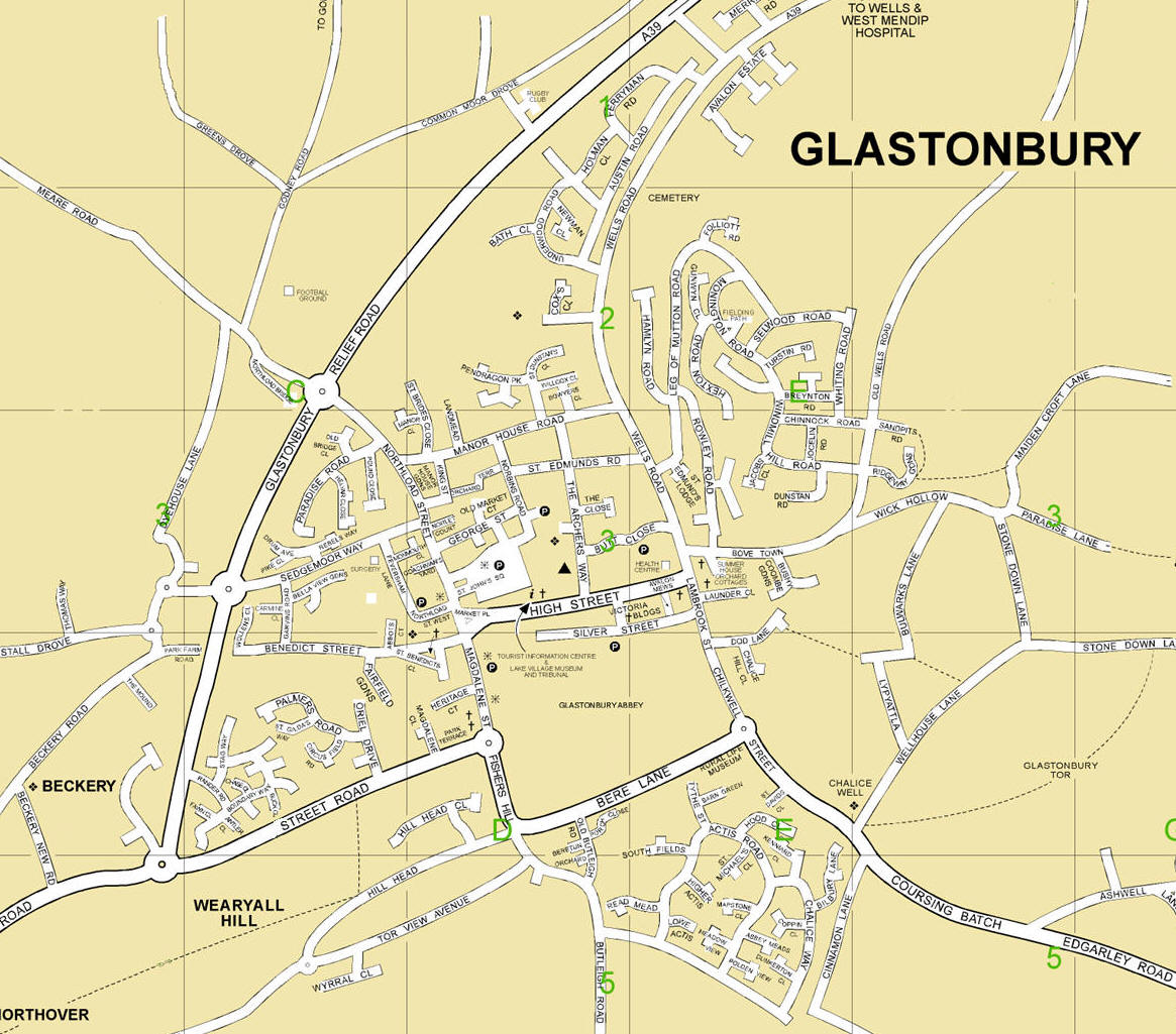 Mappa Glastonbury - Cartina di Glastonbury